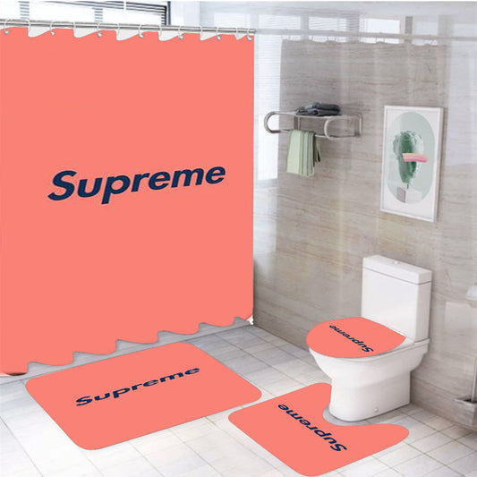 Pink Supreme 4Pcs Bathroom Set Shower Curtain