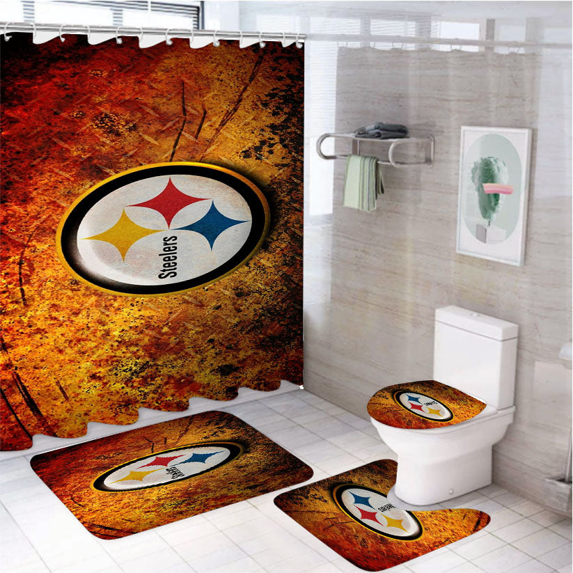 Pittsburgh Steelers Abstract Art Color 4Pcs Bathroom Set Shower Curtain