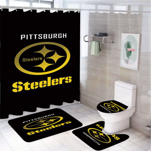 Pittsburgh Steelers Gold Fade 4Pcs Bathroom Set Shower Curtain