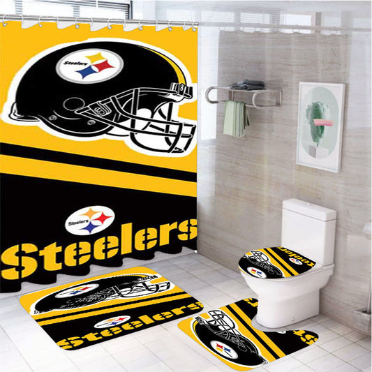 Pittsburgh Steelers Helmet Stripes 4Pcs Bathroom Set Shower Curtain