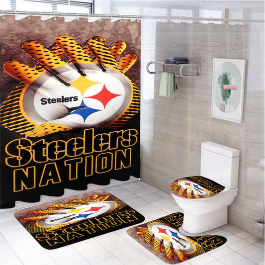 Pittsburgh Steelers Nfl 4Pcs Bathroom Set Shower Curtain