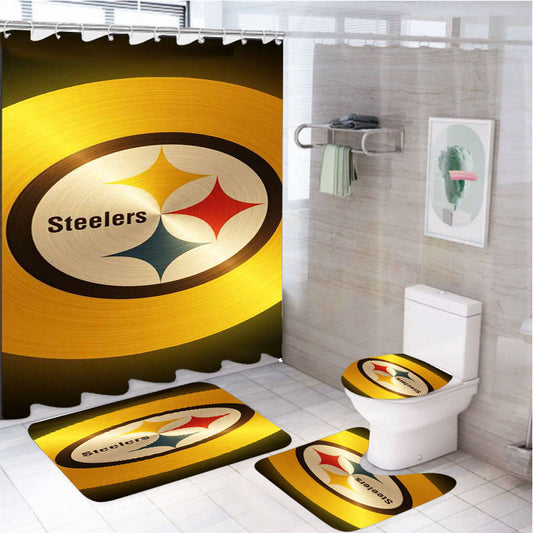 Pittsburgh Steelers Nfl Logo 4Pcs Bathroom Set Shower Curtain