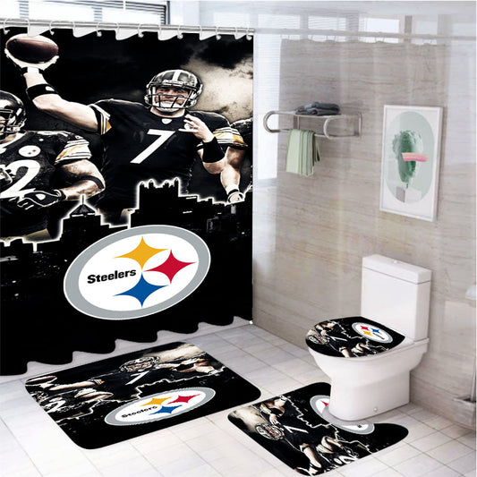 Pittsburgh Steelers Nfl Team Colors Arch Logo 4Pcs Bathroom Set Shower Curtain