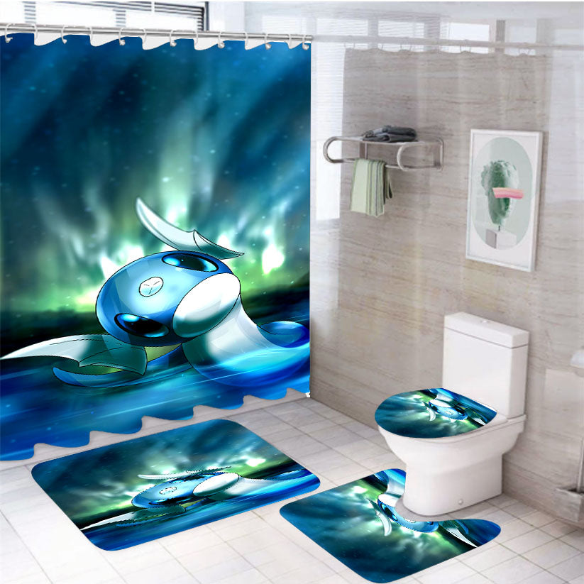 Pokemon Dratini Fan Art Night 4Pcs Bathroom Set Shower Curtain