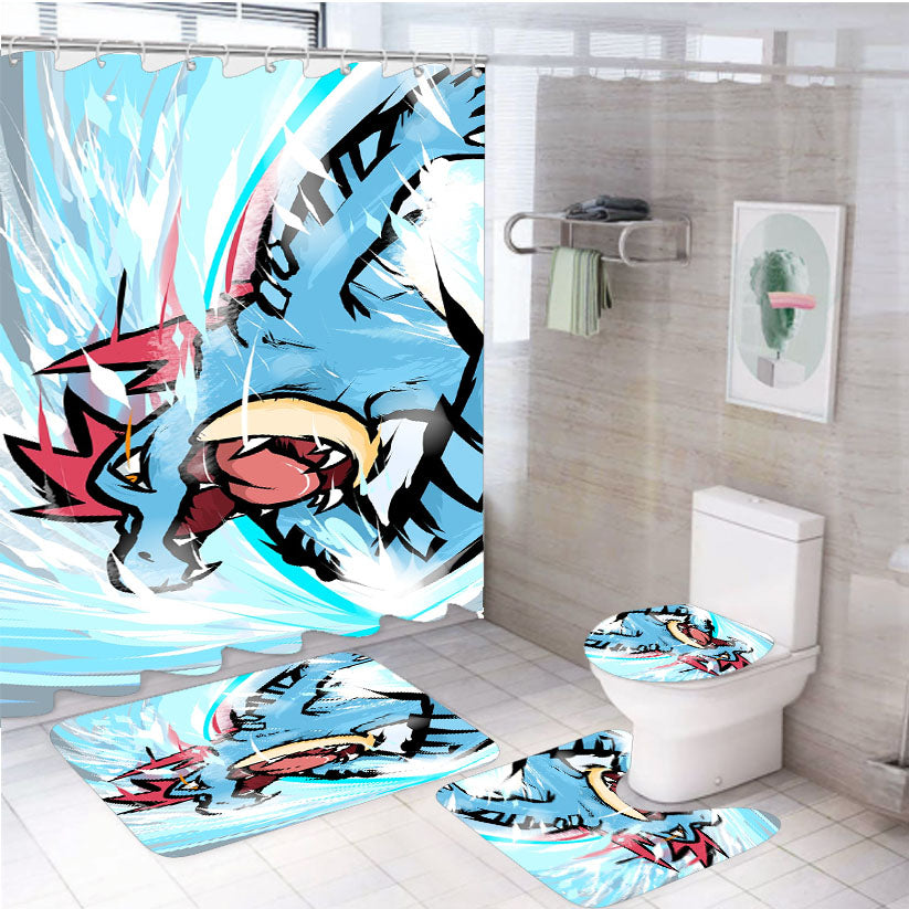 Pokemon Feraligatr Attacks 4Pcs Bathroom Set Shower Curtain