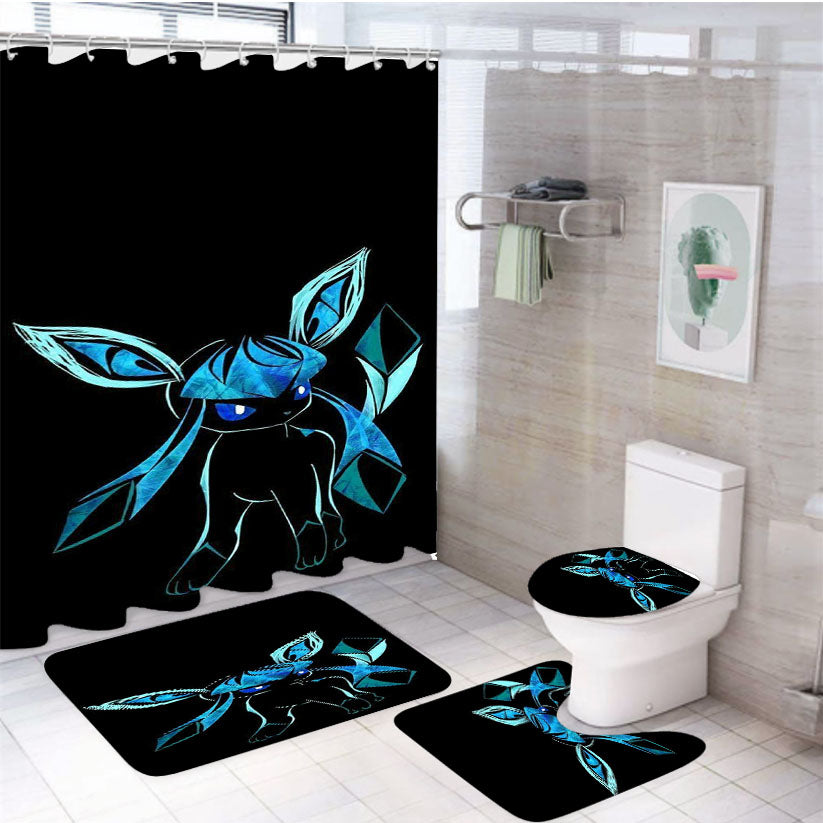 Pokemon Glaceon Night Silhouette 4Pcs Bathroom Set Shower Curtain