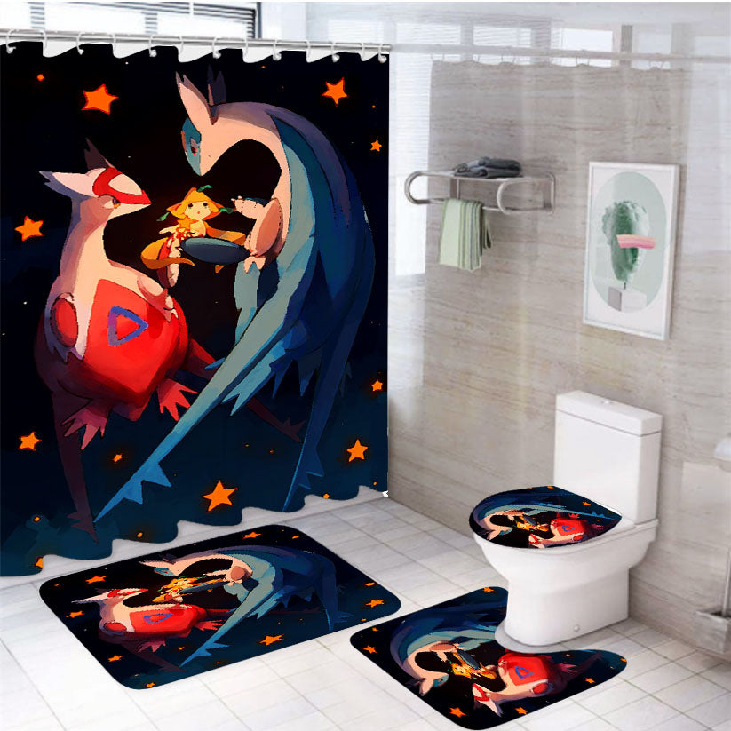 Pokemon Latias And Latios 4Pcs Bathroom Set Shower Curtain