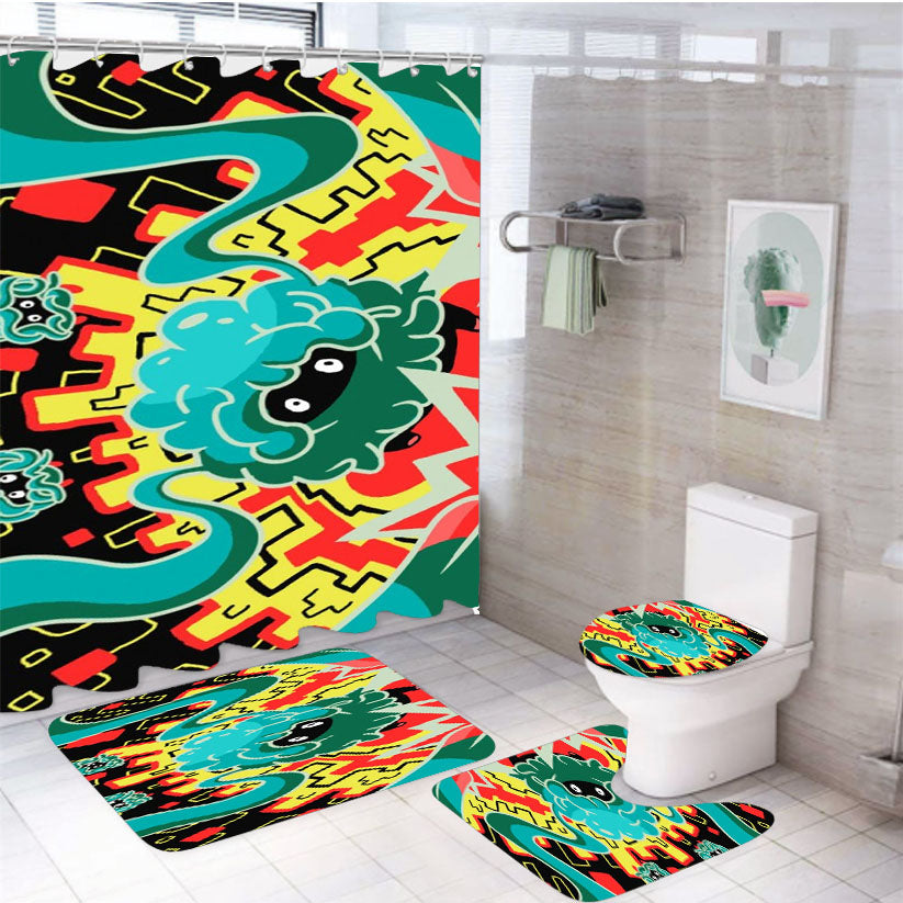 Pokemon Tangela Doodle Art 4Pcs Bathroom Set Shower Curtain