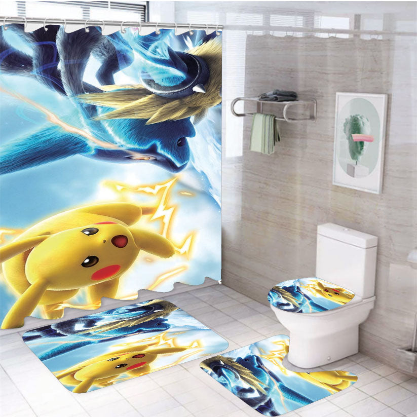 Pokemon Tournament Dx 4Pcs Bathroom Set Shower Curtain