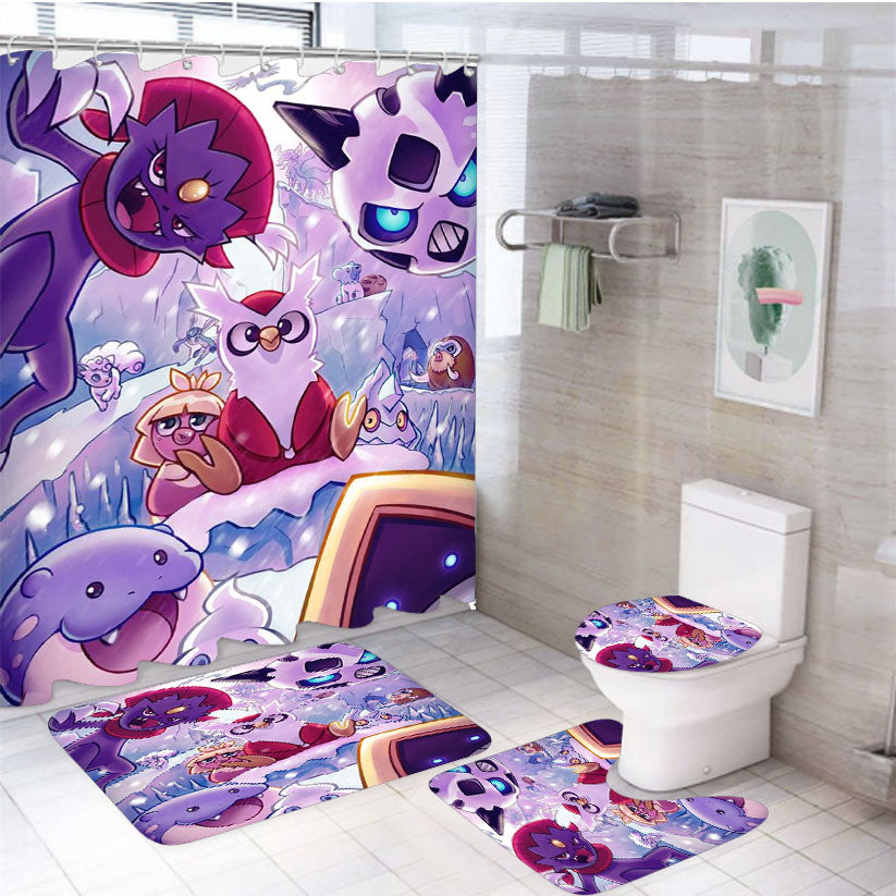 Pokemon Type Ice Collections 4Pcs Bathroom Set Shower Curtain