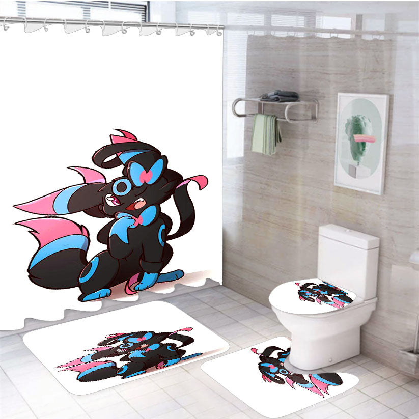 Pokemon Umbreon Eevee Cute 4Pcs Bathroom Set Shower Curtain