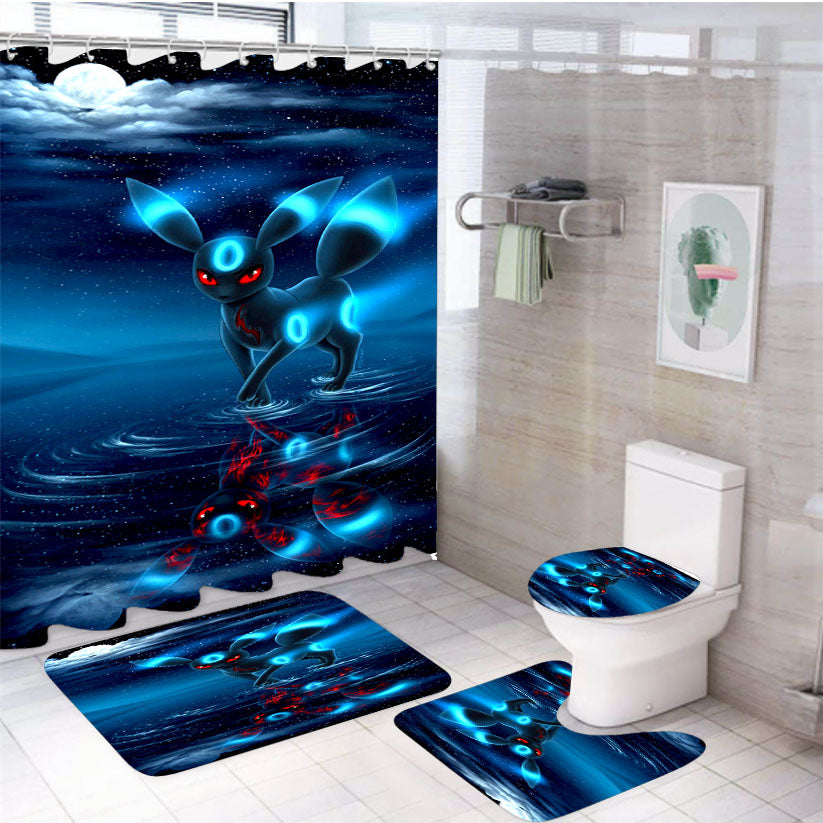 Pokemon Umbreon Night 4Pcs Bathroom Set Shower Curtain
