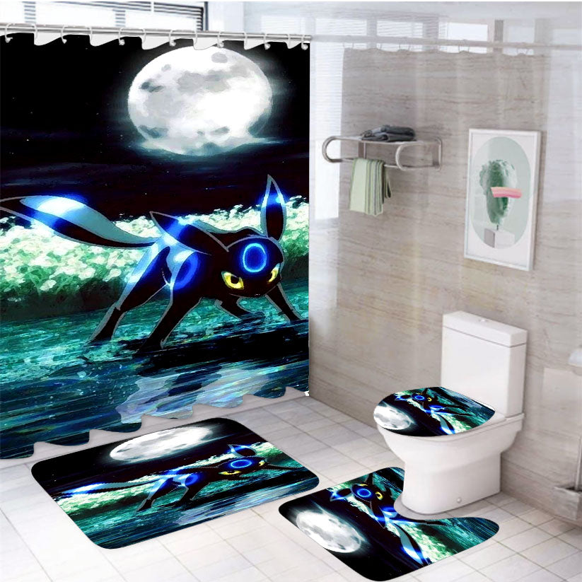 Pokemon Umbreon Night Month 4Pcs Bathroom Set Shower Curtain