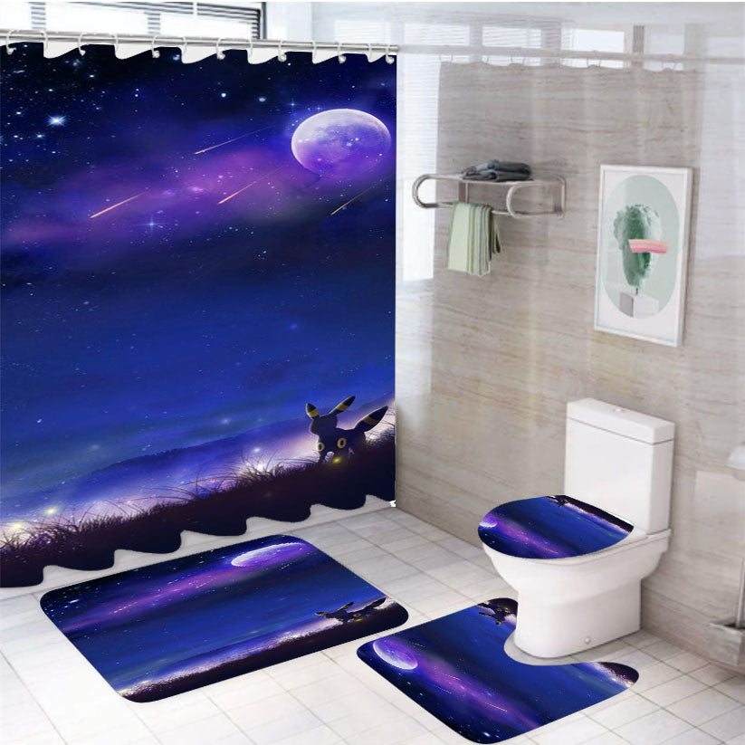 Pokemon Umbreon Nightfall 4Pcs Bathroom Set Shower Curtain