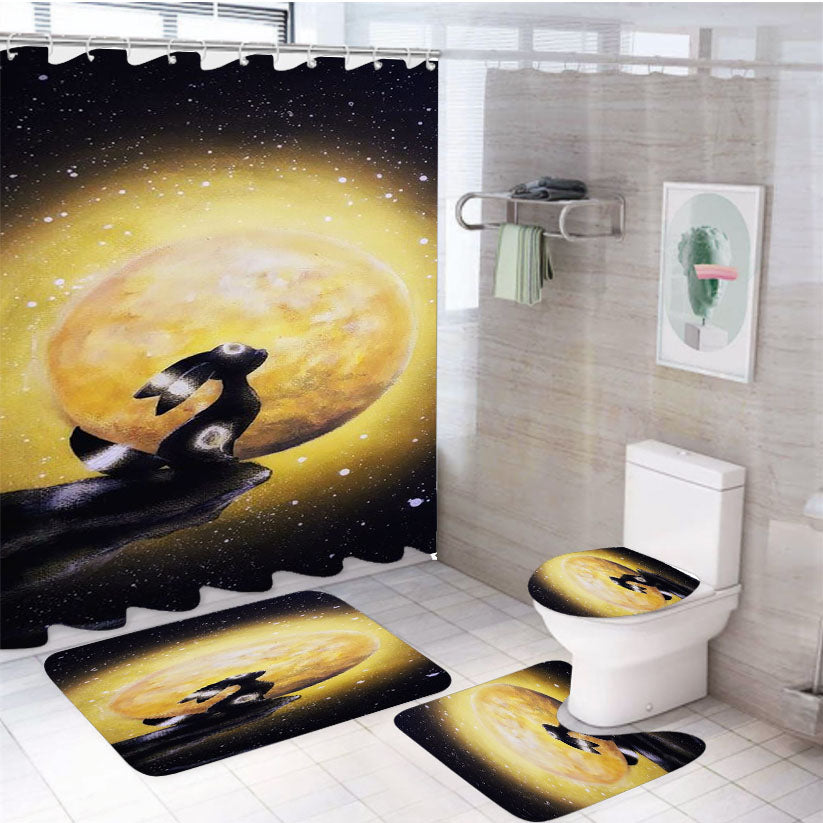 Pokemon Umbreon Under The Moon Art 4Pcs Bathroom Set Shower Curtain