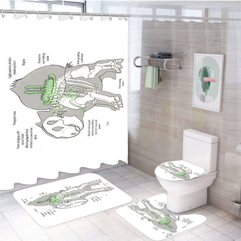 Pokemonography Bulbasaur Pokemon Pocket Monsters 4Pcs Bathroom Set Shower Curtain