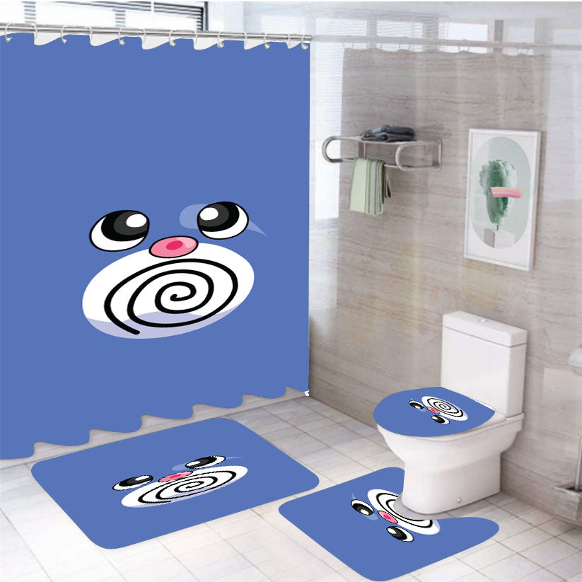 Poliwag Pokemon 4Pcs Bathroom Set Shower Curtain