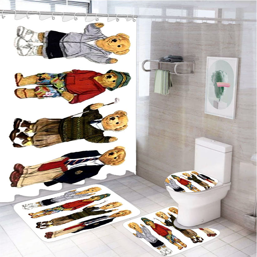 Polo Bear Collection School 4Pcs Bathroom Set Shower Curtain