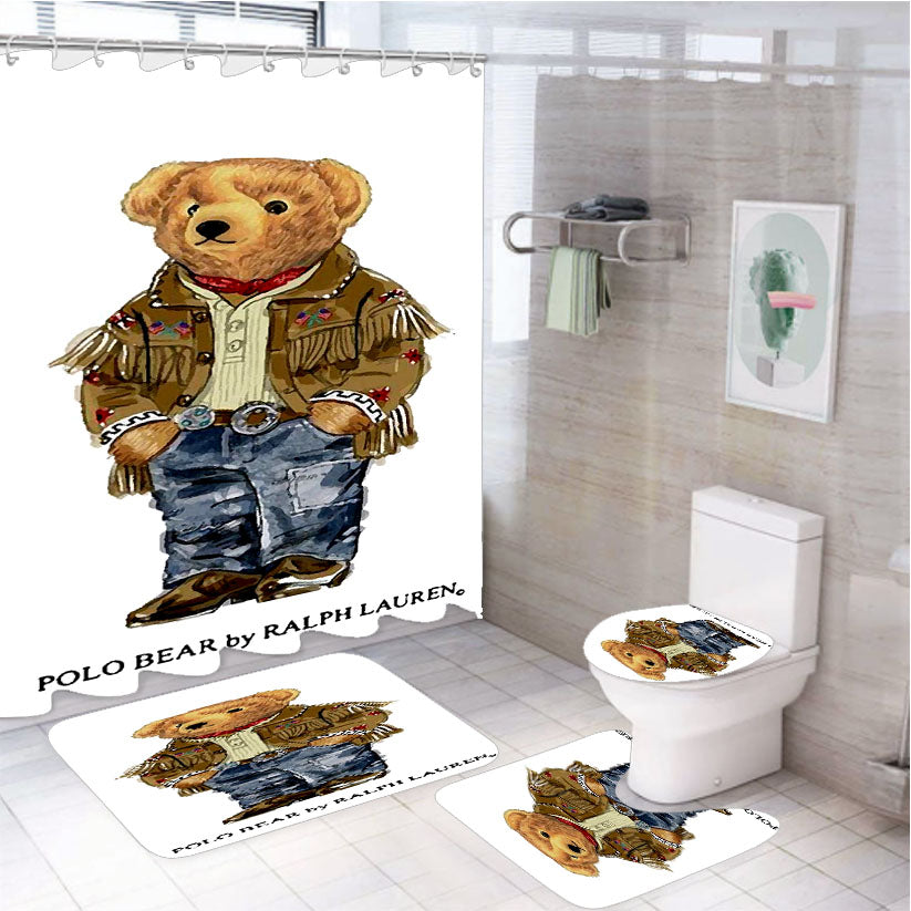 Polo Bear Indian Costume 4Pcs Bathroom Set Shower Curtain