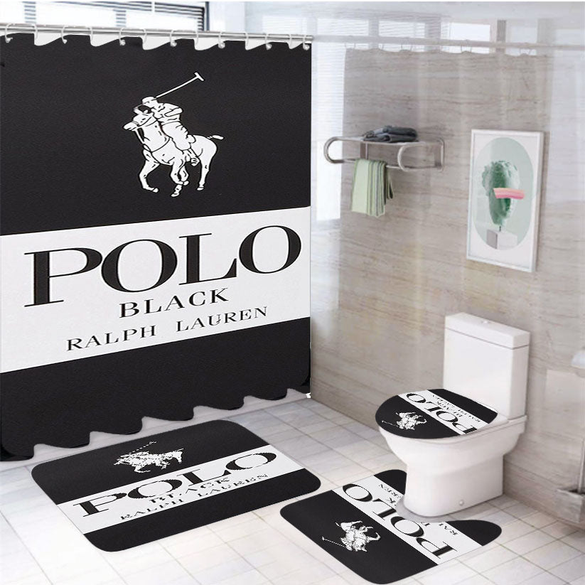 Polo Ralph Lauren Black 4Pcs Bathroom Set Shower Curtain