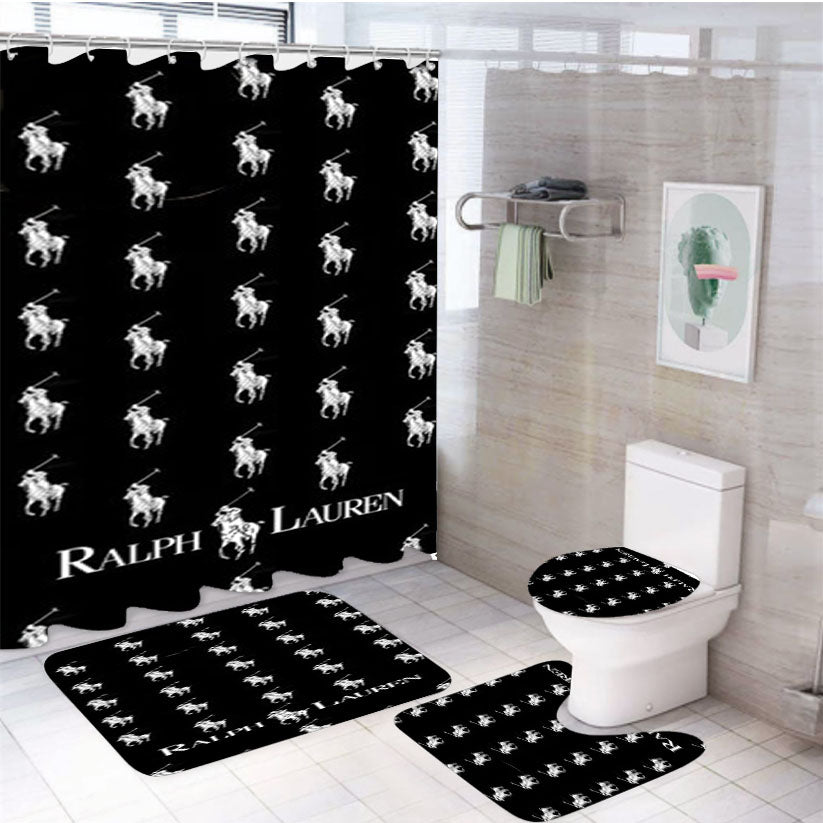 Polo Ralph Lauren Pattern 4Pcs Bathroom Set Shower Curtain