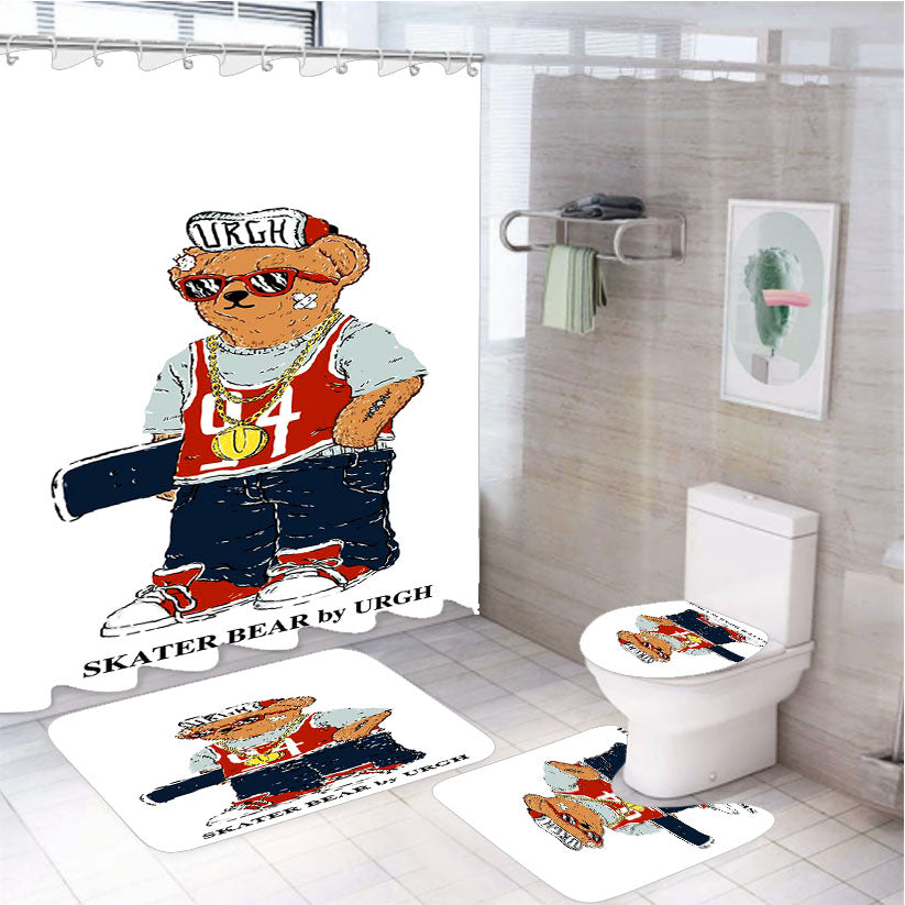 Polo Sskater Bear Urgh 04 4Pcs Bathroom Set Shower Curtain