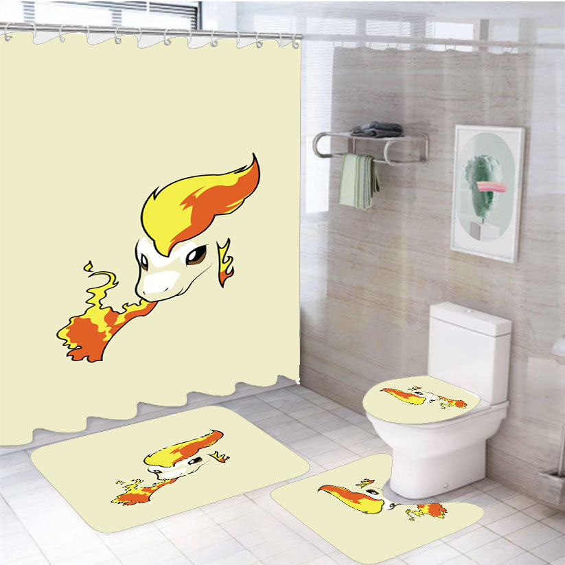 Ponyta Pokemon 4Pcs Bathroom Set Shower Curtain