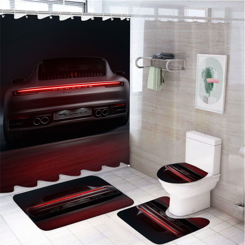 Porsche 911 Carrera S 2019 4K 2 4Pcs Bathroom Set Shower Curtain