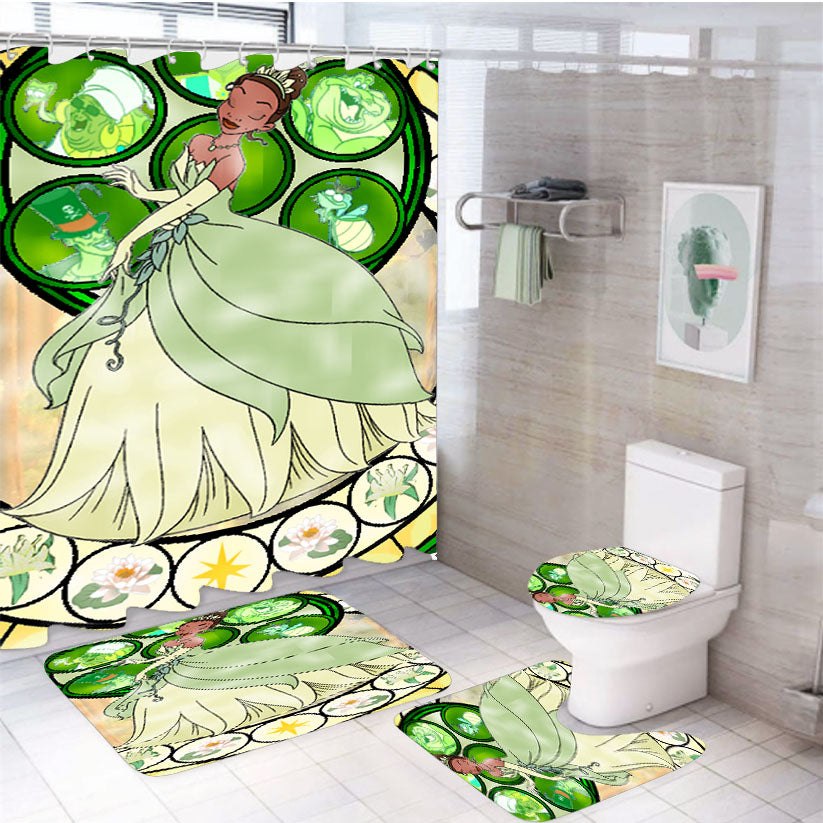 Princess Tiana Kingdom Heart 4Pcs Bathroom Set Shower Curtain