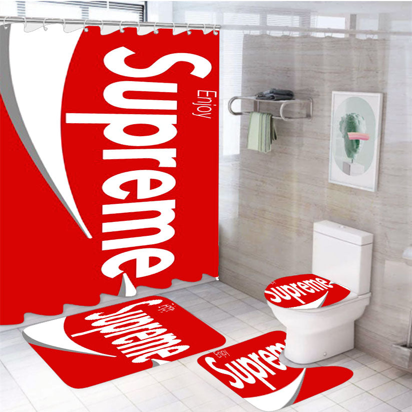 Rare Supreme Box Logo 4Pcs Bathroom Set Shower Curtain
