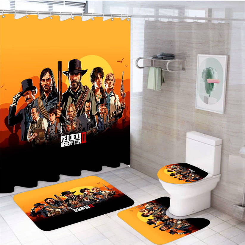Red Dead Redemption Ii Characters 4Pcs Bathroom Set Shower Curtain