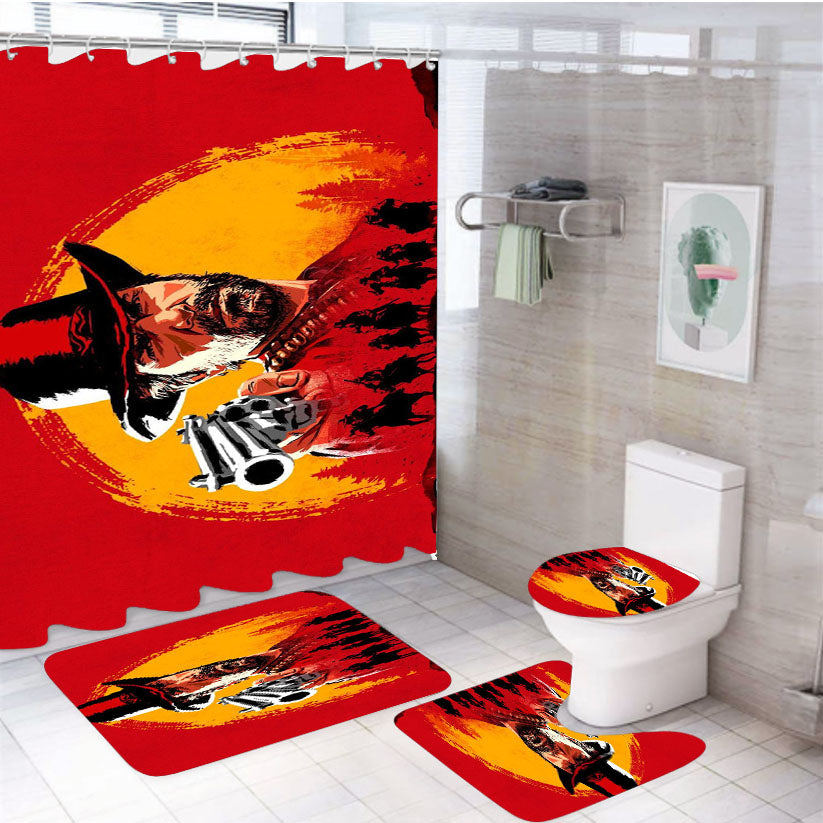 Red Dead Redemption Ii Poster 4Pcs Bathroom Set Shower Curtain