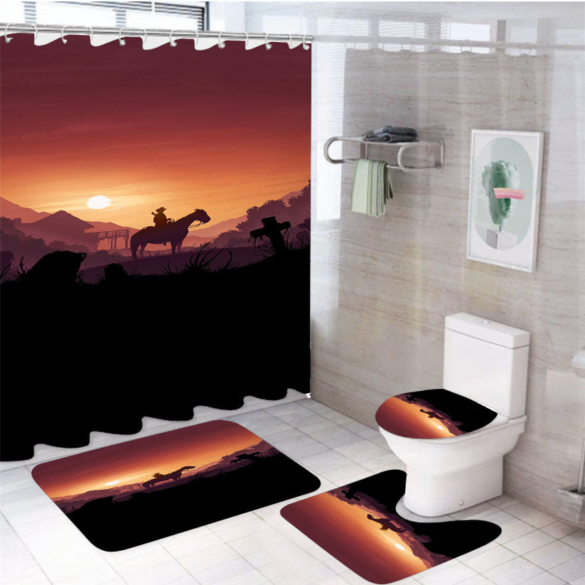 Red Dead Redemption Sunset Art 4Pcs Bathroom Set Shower Curtain