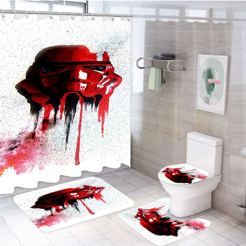 Red Stormtrooper Star Wars 4Pcs Bathroom Set Shower Curtain