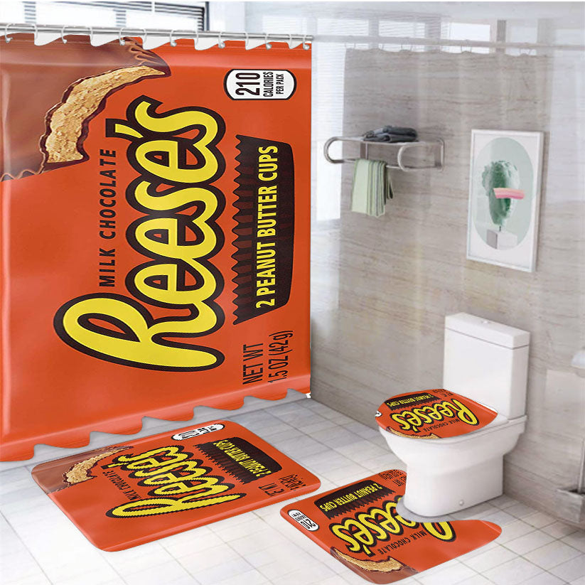 Reeses Peanut Butter Cups 4Pcs Bathroom Set Shower Curtain