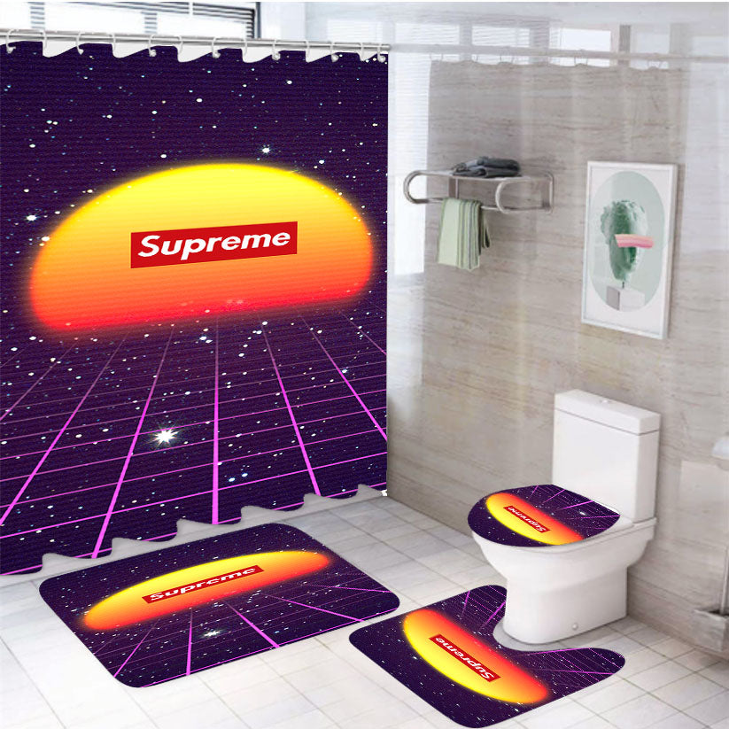 Retro Supreme 2 4Pcs Bathroom Set Shower Curtain