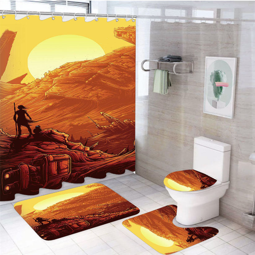 Rey And Bb 8 Star Wars 4Pcs Bathroom Set Shower Curtain