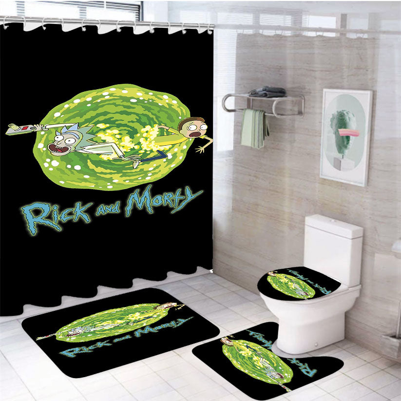 Rick And Morty 4Pcs Bathroom Set Shower Curtain