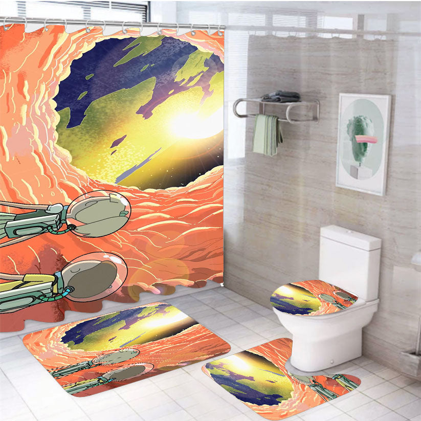 Rick And Morty Anatomy Park 4Pcs Bathroom Set Shower Curtain