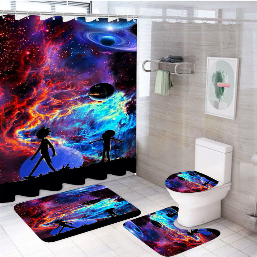 Rick And Morty Aurora 4Pcs Bathroom Set Shower Curtain