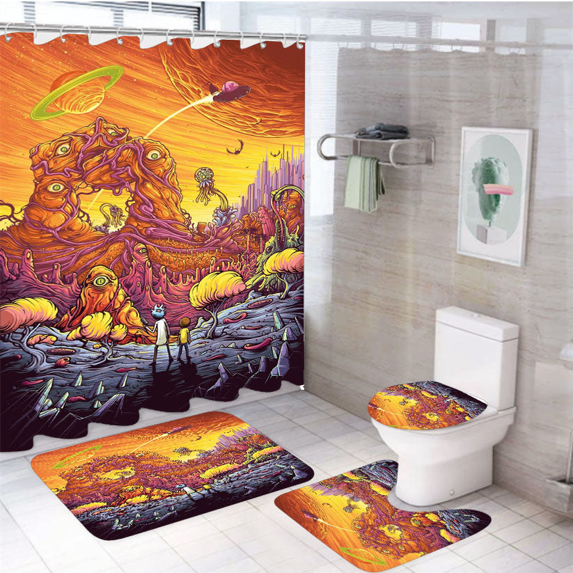 Rick And Morty Dirty Planet 4Pcs Bathroom Set Shower Curtain