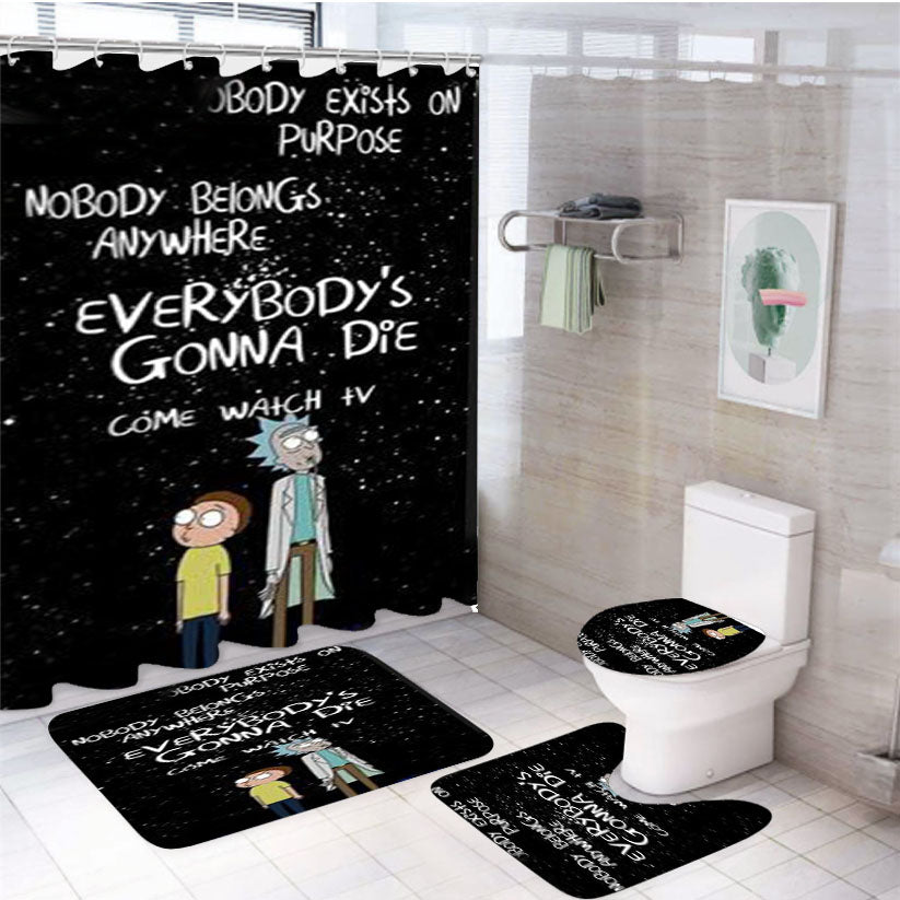 Rick And Morty Dump 4Pcs Bathroom Set Shower Curtain