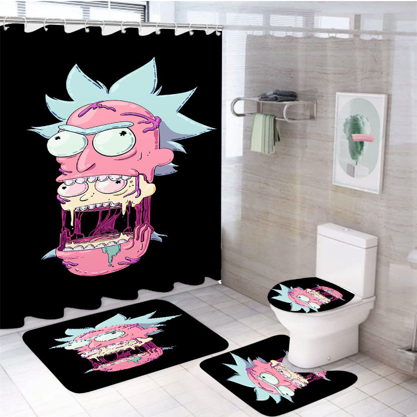 Rick And Morty Illustration 4Pcs Bathroom Set Shower Curtain