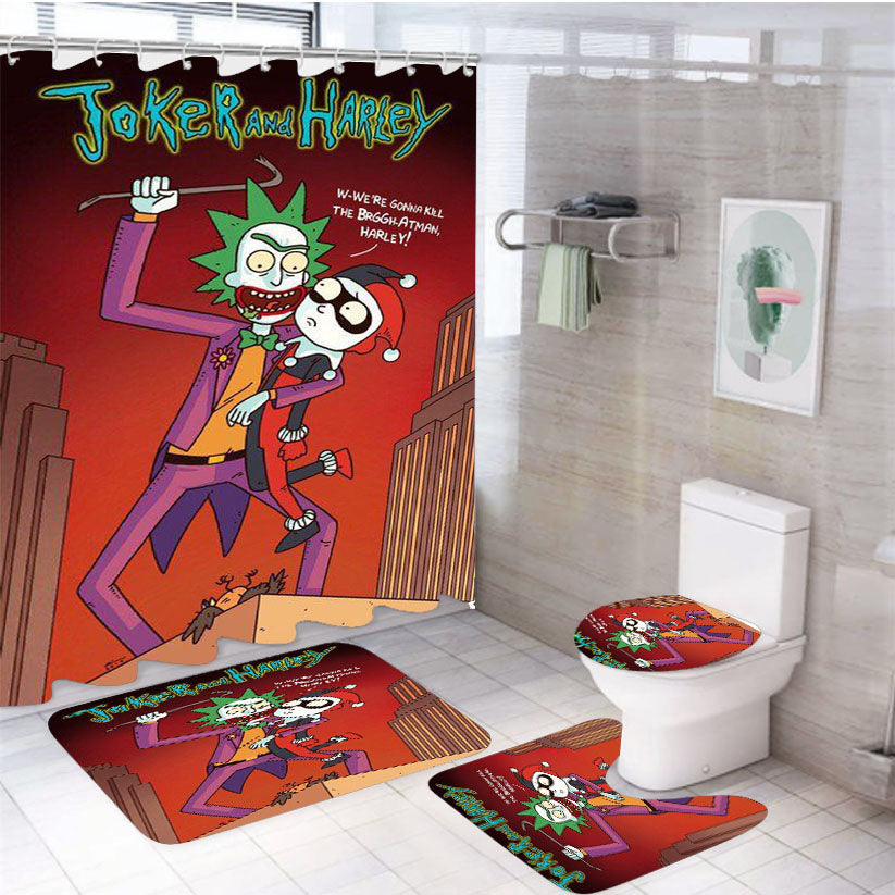 Rick And Morty Joker 4Pcs Bathroom Set Shower Curtain