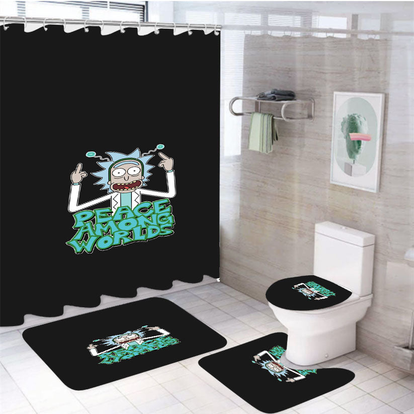 Rick And Morty Rick Peace Among Worlds 4Pcs Bathroom Set Shower Curtain