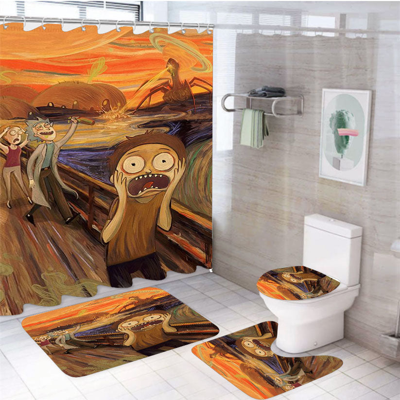 Rick And Morty Scream 4Pcs Bathroom Set Shower Curtain