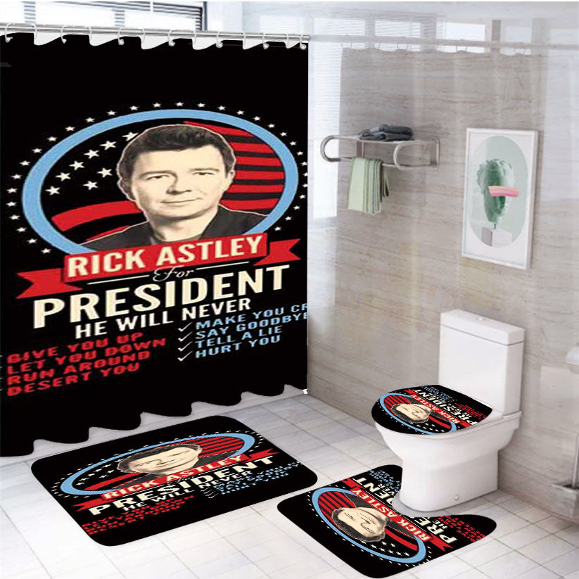 Rick Astley President 4Pcs Bathroom Set Shower Curtain