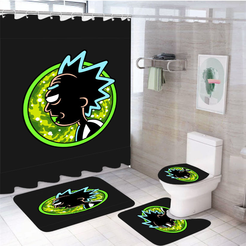 Rick Crazy 4Pcs Bathroom Set Shower Curtain
