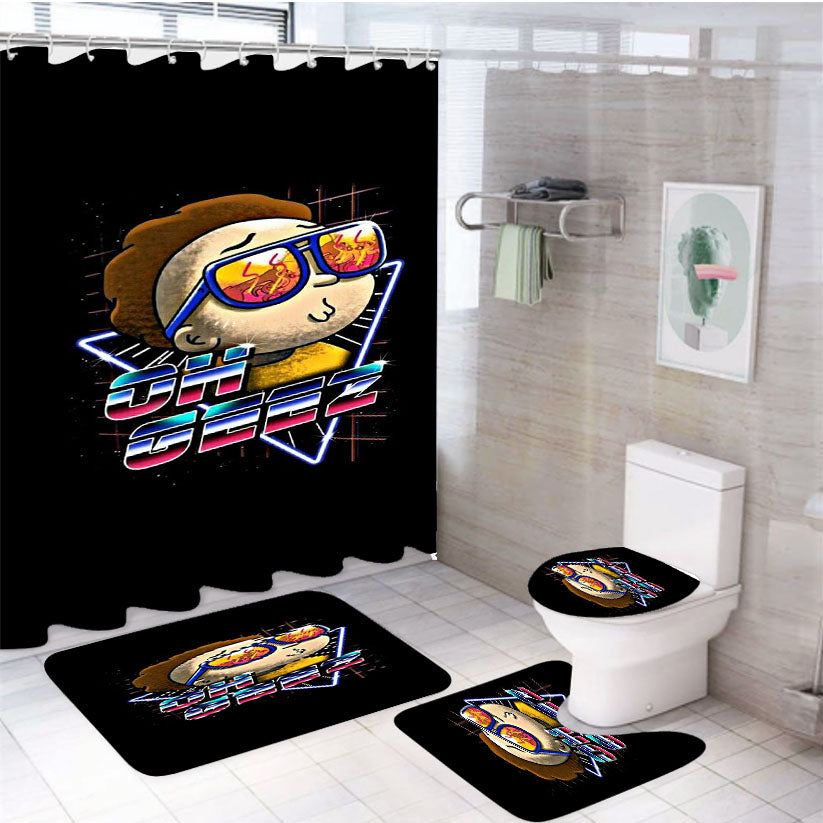 Rick Morty Oh Geez 4Pcs Bathroom Set Shower Curtain