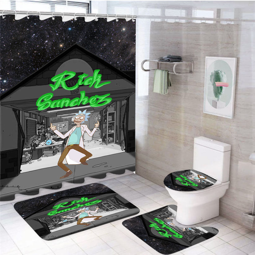 Rick Sanchez 4Pcs Bathroom Set Shower Curtain